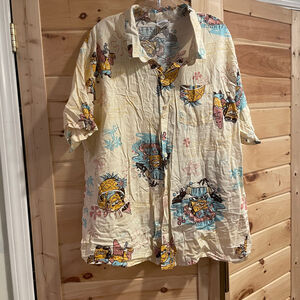 Men's Nickelodeon Spongebob Casual Button Down Shirt XXL Yellow Blue